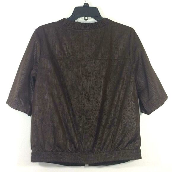 Chico’s Zenergy Brown Textured Athleisure Short Sleeve Zip Up Jacket - Picture 3 of 8